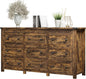 Dresser for Bedroom with 9 Drawers, Farmhouse Wood Chest of Drawers, Wide TV Stand Closet Storage Furniture with Metal Handle, Modern Clothes Organizer for Hallway, Living Room, Entryway, Brown