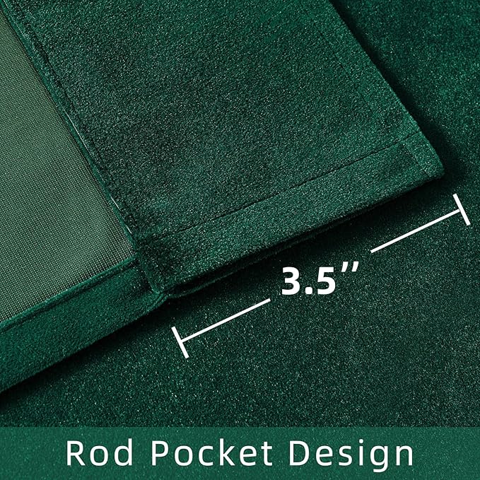 Joydeco Dark Green Velvet Curtains 84 inch Length 2 Panels Burg Set, Luxury Rod Pocket Thermal Insulated Window Blackout Curtain, Room Darkening Drapes for Living Dining Room Bedroom Privacy