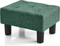 BRIAN & DANY Small Foot Stool, Linen Foot Stools with Legs, Stable Small Footstool for Living Room, Green