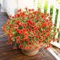 HyeFlora Artificial Fall Flowers Faux Mums for Outdoor Indoor Garden Home Decoration, Faux Flower Daisy with Eucalyptus Leaves Fake Mums Plants Greenery Boxwood Porch Patio, 12 Bundles (Orange)