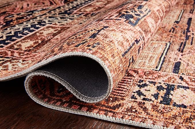 Loloi Layla Collection LAY-14 Mocha/Blush 2'-6" x 9'-6" .13" Thick Runner Rug, Soft, Durable, Vintage Inspired, Distressed, Low Pile, Non-Shedding, Easy Clean, Printed, Living Room Rug