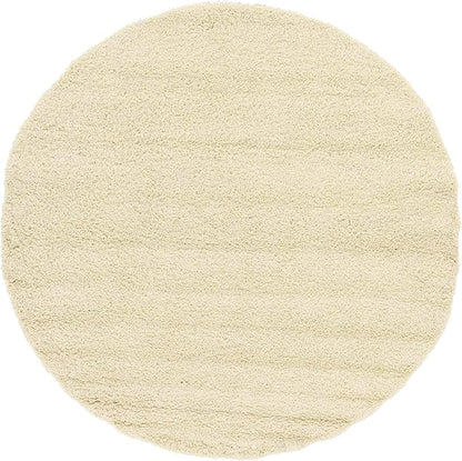 Unique Loom Solid Shag Collection Area Rug (8' Round, Pure Ivory)