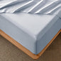 MooMee Fitted Bottom Sheet Only 100% Washed Cotton Linen Like Textured Breathable Durable Soft Comfy Deep Pocket Fits Mattress up to 17" (Cornflower Blue, California King)