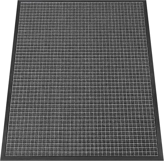 Kuyal Front Door Mat, 3'*4' Door Mat for Inside Outside Entrance,Waterproof Welcome Mats with Non-Slip Backing, Indoor Outdoor Entryway, Commercial Floor Mats, Durable & Easy to Clean, Dark Gray