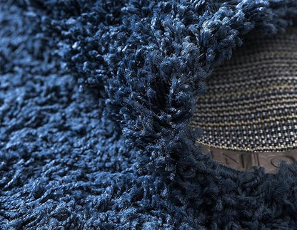 Unique Loom Solid Shag Collection Area Rug (2' 6" x 13' 1" Runner, Sapphire Blue/ Navy Blue)