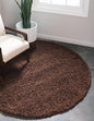 Unique Loom Solid Shag Collection Area Rug (5' 3" Round, Chocolate Brown)