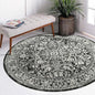 vivorug Round Rug 6ft Vintage-Inspired Round Area Rug Non-Slip Indoor Carpet for Living Room Bedroom Entryway, Stain Resistant Home Decor Circle Rug, Black and White
