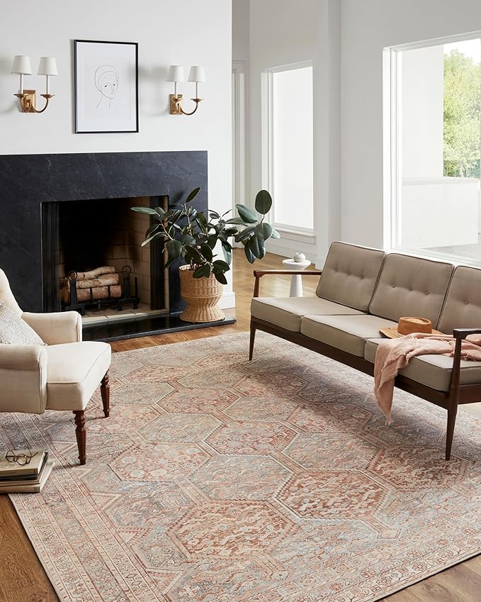 Loloi Chris Loves Julia Jules Collection JUL-04 Tangerine/Mist 2'-6'' x 12'-0'', .13" Pile Height, Runner Rug