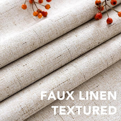 H.VERSAILTEX Blackout Curtains Durable Thick Textured Polyester Blackout Patio Door Curtain Anti Rust Grommet Extra Wide Sliding Door Curtain Panel, W100 x L96 inch - Natural