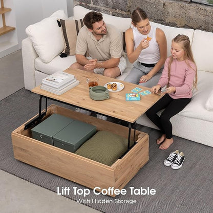 Transformer Table - Solid Wood Extendable Dining Table, Seats 2-12, Extendable Dining Room Table, Space-Saving Furniture, Expandable Dining Furniture (Natural, Table + Coffee Table)