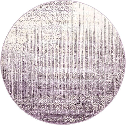 Unique Loom Del Mar Collection Area Rug - Jennifer (6' 1" Round, Purple/ Ivory)
