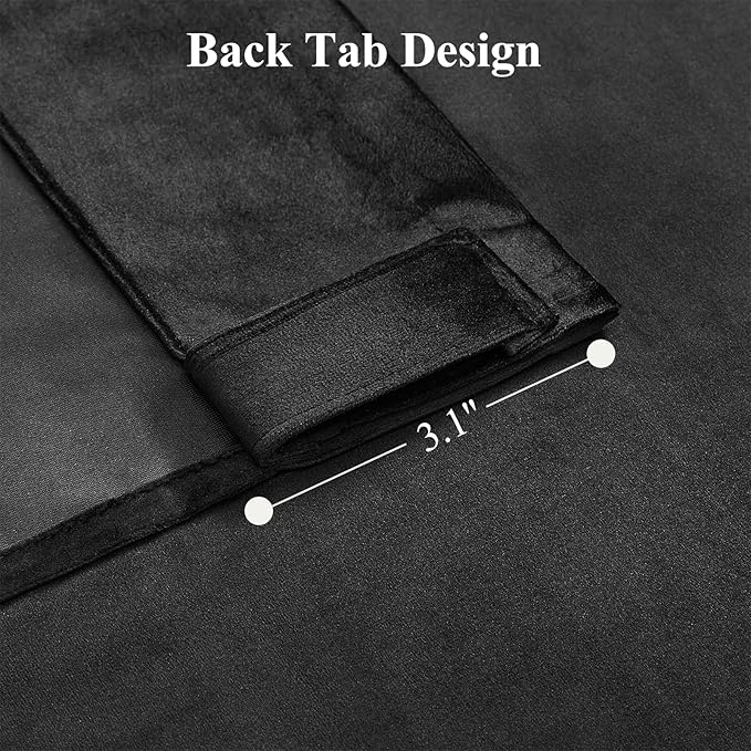 AUSSPVOCT Black Velvet Blackout Curtains 84 Inches for Bedroom, Room Darkening Drapes Super Soft Elegant Thermal Insulated Soundproof Curtain for Living Room, Back Tab Rod Pocket, W52 x L84, 2 Panels