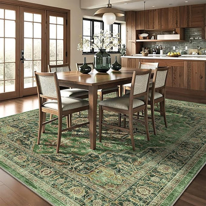 9x12 Large Area Rugs for Living Room Ultra-Soft Washable Rug Vintage Distressed Non-Slip Low Pile Stain Resistant Carpet for Bedroom Dining Room Kitchen Office