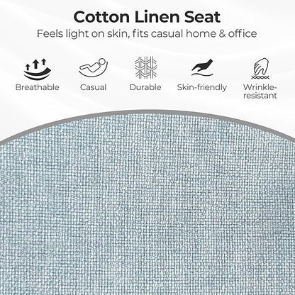 Zouron Mid Century Modern Accent Chair with Wooden Legs, Upholstered Swivel Chair No Wheels, Side Accent Armchair Vanity Chair for Small Space Home Office Living Room Bedroom, Light Blue