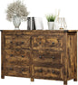 Dresser for Bedroom with 6 Drawers, Farmhouse Wood Chest of Drawers, Wide TV Stand Closet Storage Furniture with Metal Handle, Modern Clothes Organizer for Hallway, Living Room, Entryway, Brown