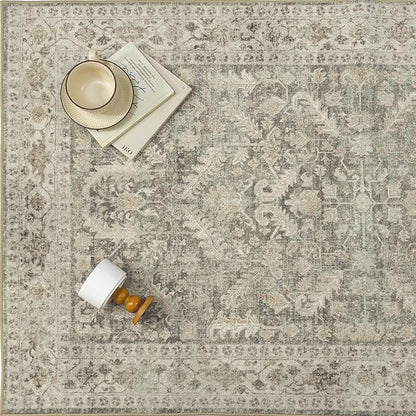 Brown 2x5 Runner Rug Vintage Area Carpet Hallway Indoor Kitchen Washable Low Pile Traditional Distressed Retro Accent Throw Rug Non Slip for Laundry Bathroom Office