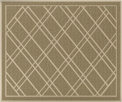 SlipToGrip Universal Door Mat, Plaid Design - Khaki, 42 x 35 - Anti Slip, Durable and Washable, Outdoor and Indoor Floor Welcome Mat - Front Door, Dust Absorbent