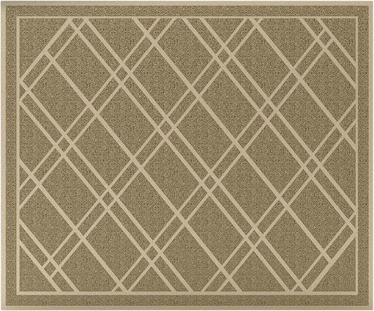 SlipToGrip Universal Door Mat, Plaid Design - Khaki, 42 x 35 - Anti Slip, Durable and Washable, Outdoor and Indoor Floor Welcome Mat - Front Door, Dust Absorbent