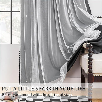 XiDi Black Out Curtains for Bedroom Windows, Curtains for Girls Bedroom Decor, Unicorn Curtains for Kids Room, Blackout Curtains for Living Room 63 inchs Long 52 inches Wide 1 Panel Drapes Black