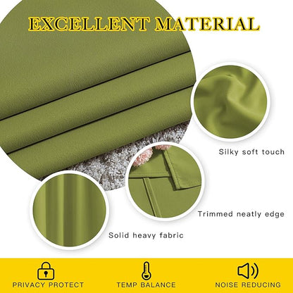 NICETOWN Room Darkening Room Divider Curtains 118 inches Long, Grommet Thermal Window Treatments Sound Reducing Drapes for Sliding Glass Door, Fresh Green, W66 x L118, 2 Pieces