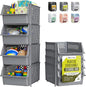 TidyFriend Plastic Stackable Storage Bins for Pantry, 4 Pack Stackable Bins For Organizing Food, Kitchen, and Bathroom Essentials (Grey)