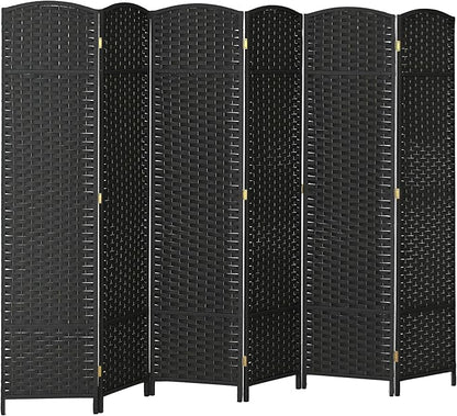 HOMCOM Room Divider, 6 Panel Folding Privacy Screen, 5.6' Tall Freestanding Wall Partition for Home Office, Bedroom, Black