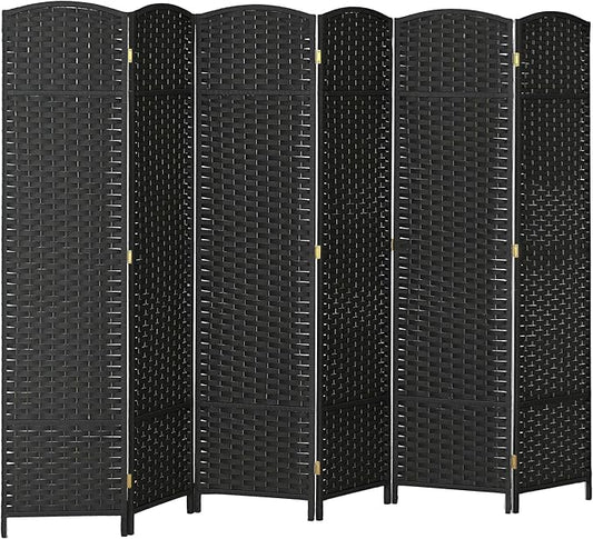 HOMCOM Room Divider, 6 Panel Folding Privacy Screen, 5.6' Tall Freestanding Wall Partition for Home Office, Bedroom, Black