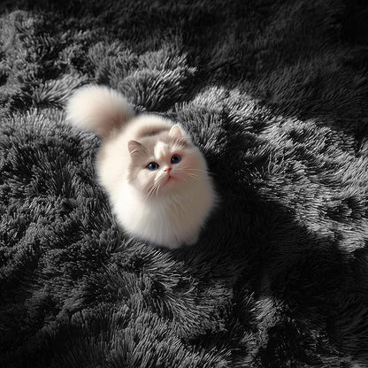 PAGISOFE Black Fluffy Shag Area Rugs for Bedroom 5x7, Soft Fuzzy Shaggy Machine Washable Rugs for Living Room,Plush Nursery Rug Kids Room Furry Floor Rug Boys Carpet for Teen Dorm Black Room Decor