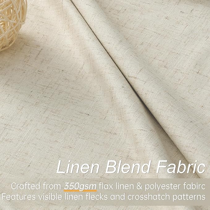 Topfinel 100 Inch Long Tan Black Out Custom Drapery Panels, Burlap Opaque Double Pinch Pleated Window Coverings, Kids Heat Blocking Back Tab Curtains