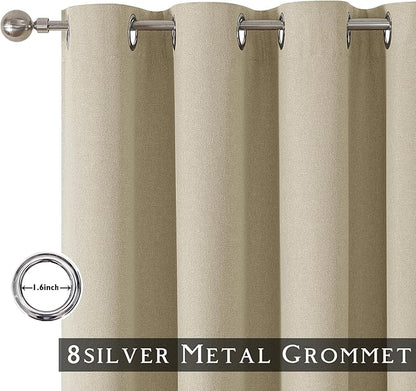 ChrisDowa 100% Blackout Tan Solid Curtains 102 Inches Long 2 Panels for Bedroom Living Room,Farmhouse Room Darkening Thermal Insulated Soundproof Grommet Top Window Treatment Drapes,52x102