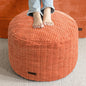 HIGOGOGO Pouf Ottoman Stuffed Round Modern Foam Filled Foot Rest Poufs for Living Room Chair Decorative 26 X 18 Inches Boho Relax Stool for Wedding Christmas Party, Coral Orange