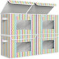 Univivi Fabric Foldable Storage Boxes [4-Pack] Large Collapsible Stackable Storage Bins with Lids, Closet Organizers and Storage Cube Basket for Home, Office, Bedroom (Colorful, 17”x 12” x 12”)