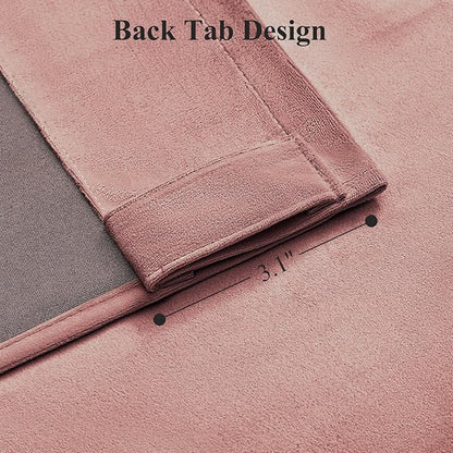 Dusty Rose Pink Velvet Curtains for Girls Bedroom Room Darkening Thermal Insulated Soundproof Curtain 102 Inches Long Cute Window Drapes for Living Room, Back Tab Rod Pocket, W52 x L102, 2 Panels