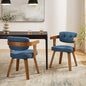 Art Leon Mid Century Modern Dining Chairs - Set of 2 Comfy Fabric Upholstered Swivel Dining Chairs Home Office Chair No Wheels Accent Arm Chair with Wood Legs for Kitchen Living Room Bedroom, Blue