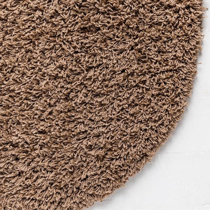 Unique Loom Solid Shag Collection Area Rug (6' 1" Round, Sandy Brown)
