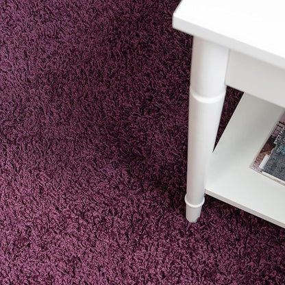Unique Loom Solid Shag Collection Area Rug (7' 1" Round, Eggplant Purple)