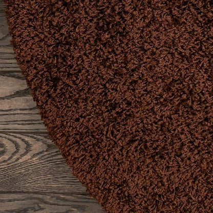 Unique Loom Solid Shag Collection Area Rug (4' 1" Round, Chocolate Brown)