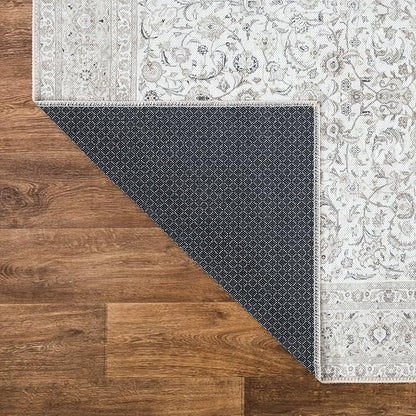 Bloom Rugs Washable Non-Slip 8' x 10' Rug - Beige/Off White Traditional Bordered Area Rug for Living Room, Bedroom, Dining Room, and Kitchen - Exact Size: 8' x 10'
