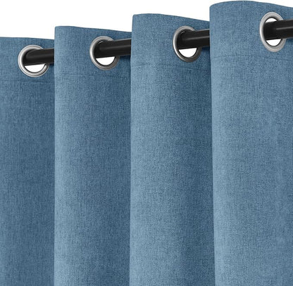 Macochico Thermal Blackout Chenille Curtains 100% Blackout Window Draperies for Living Room Bedroom Auditorium Banquet Hotel Ashtray Blue Curtains with Tieback Classic Home Decor 72" Wx102 L 1 Panel