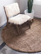 Unique Loom Solid Shag Collection Area Rug (7' 1" Round, Sandy Brown)
