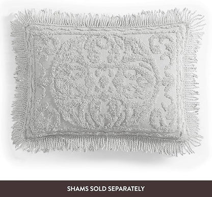 Beatrice Home Fashions Medallion Chenille Bedspread, Full, Gray