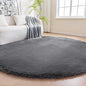 Amazon Basics Fluffy Washable Round Area Rug, Circle Shaggy Carpet for Living Room, Bedroom, Nursery, 6'R, Dark Gray