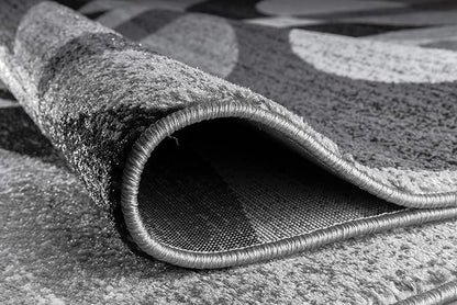 Rugshop Gray Modern Geometric Area Rug, Abstract Circles, High-Traffic, Non-Shedding, for Living Room, Bedroom and Home Office, 5'3" x 7'3"