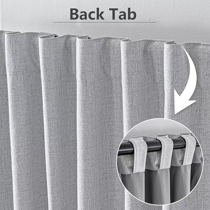 100% Blackout Curtains for Living Room, 72 Inch Curtains 2 Panel Set Light Blocking, Back Tab & Rod Pocket Thermal Insulated Drapes Bedroom Windows Home Decor(52W × 72L inch, Off-White)