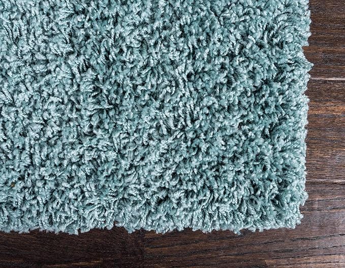 Unique Loom Solid Shag Collection Area Rug (9' x 12' 2" Rectangle Light Slate Blue)