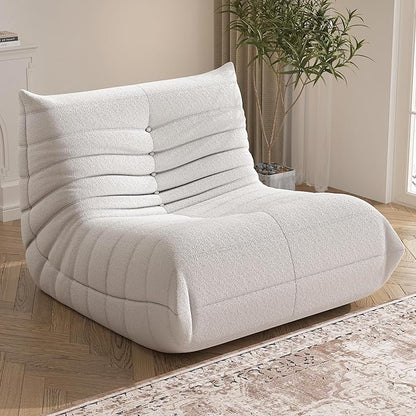 Bean Bag Chair for Adults, Oversized Fireside Chair Comfy Lazy Floor Sofa, Single Seat Sofa Couch Memory Foam Bean Bag Chair for Living Room, Bedroom Apartment Office (Beige)