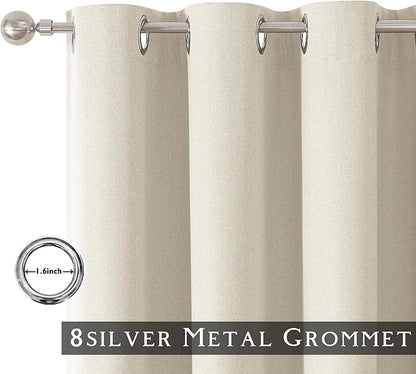 ChrisDowa 100% Blackout Birch Solid Curtains 63 Inches Long 2 Panels for Bedroom Living Room,Farmhouse Room Darkening Thermal Insulated Soundproof Grommet Top Window Treatment Drapes,52x63