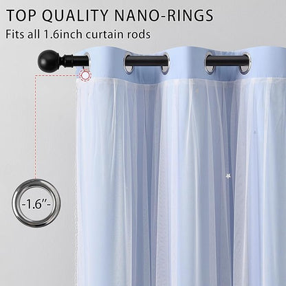 XiDi Blue Curtains for Bedroom, Girls Room Blackout Curtains, Kids Room Darkening Curtains, Light Blue Decor, 1 Panel Light Blue/34/84/1
