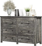 6 Drawer Dresser for Bedroom, Farmhouse Wood Chest of Drawers, Wide TV Stand Closet Storage Furniture with Metal Handle, Modern Clothes Organizer for Hallway, Living Room, Entryway, Grey