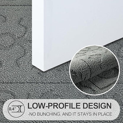 FONEYI Indoor Door Mat, Front Back Door Mat 32"x48" Non-Slip Rubber Backing Door Rug, Machine Washable Entry Rug, Low Profile Absorbent Dirt Trapper Doormat Inside Floor Mats for Entryway, Light Grey